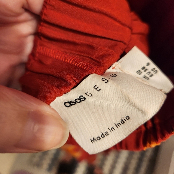 ASOS DESIGN soft pleated bodice maxi dress lace up back red floral print size 6 - Picture 11 of 13